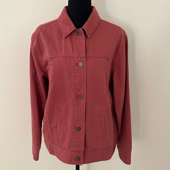 J.Jill Women Rust Color Linen Blend Button Front Denim Jacket Size MT - Picture 1 of 7